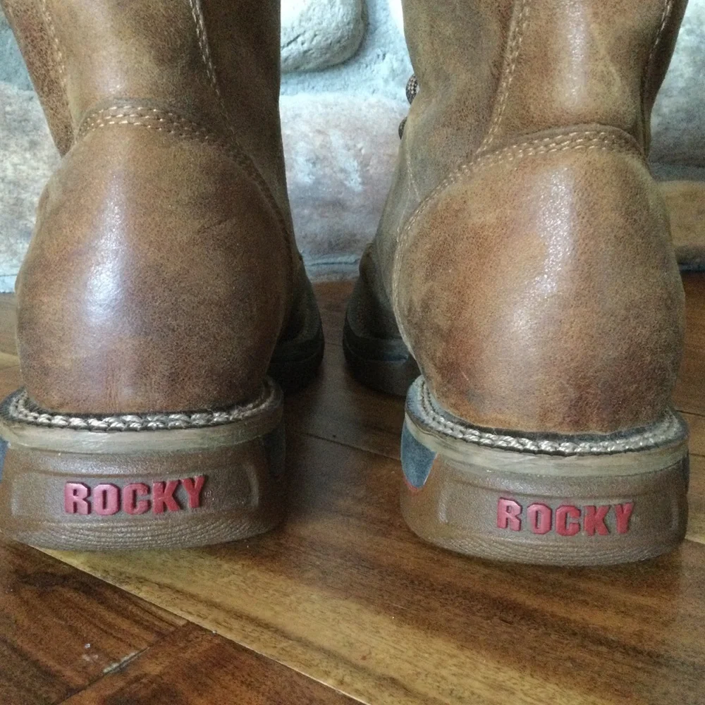 Rocky IronClad Waterproof Leather Work Boots Brown Lace-Up - Picture 6 of 9
